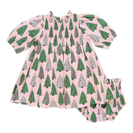 Stevie Puff Sleeve Dress Set // Pink Trees