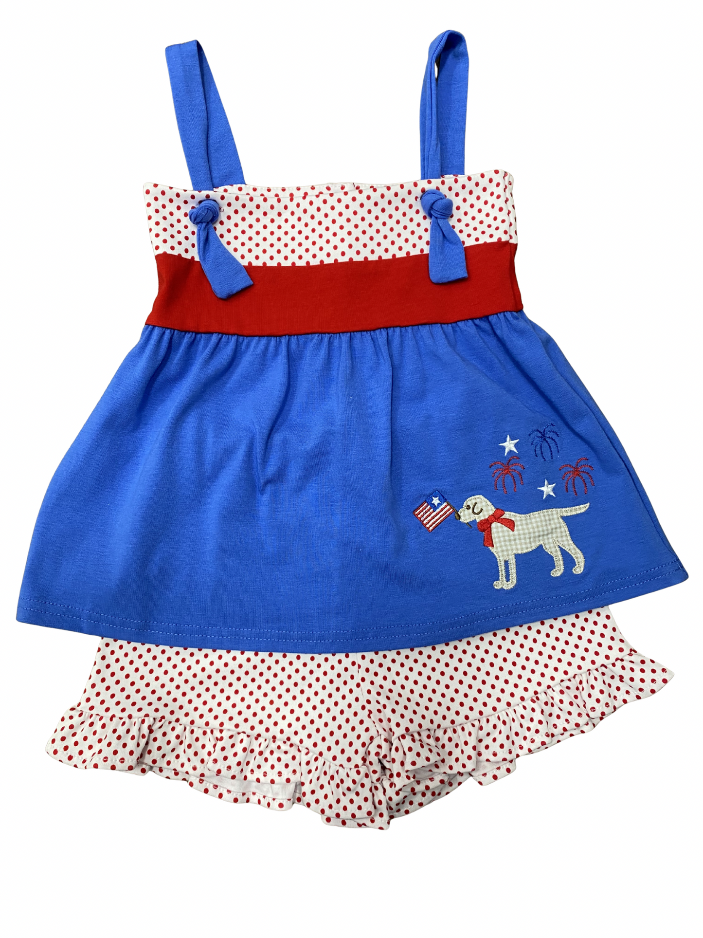 Patriotic Pup Knot Tie Short Set