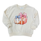 Beige sweatshirt with pumpkins and bows design on a white background