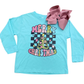 Turquoise long-sleeve shirt with 'Merry Christmas' design 