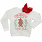 White sweatshirt with gingerbread cookie design