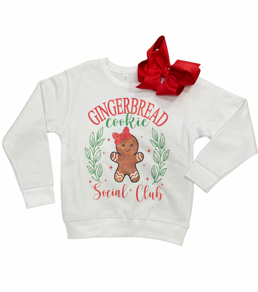 White sweatshirt with gingerbread cookie design
