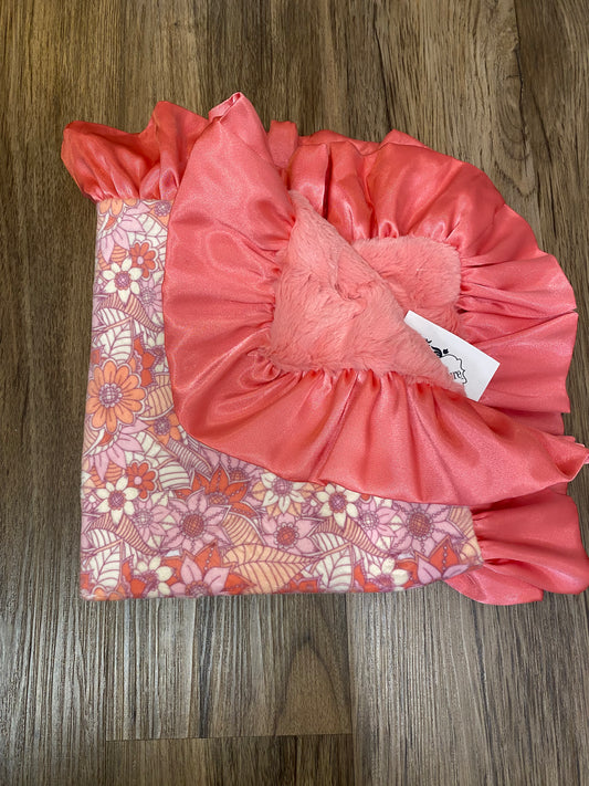 Orange Floral Minky Blanket