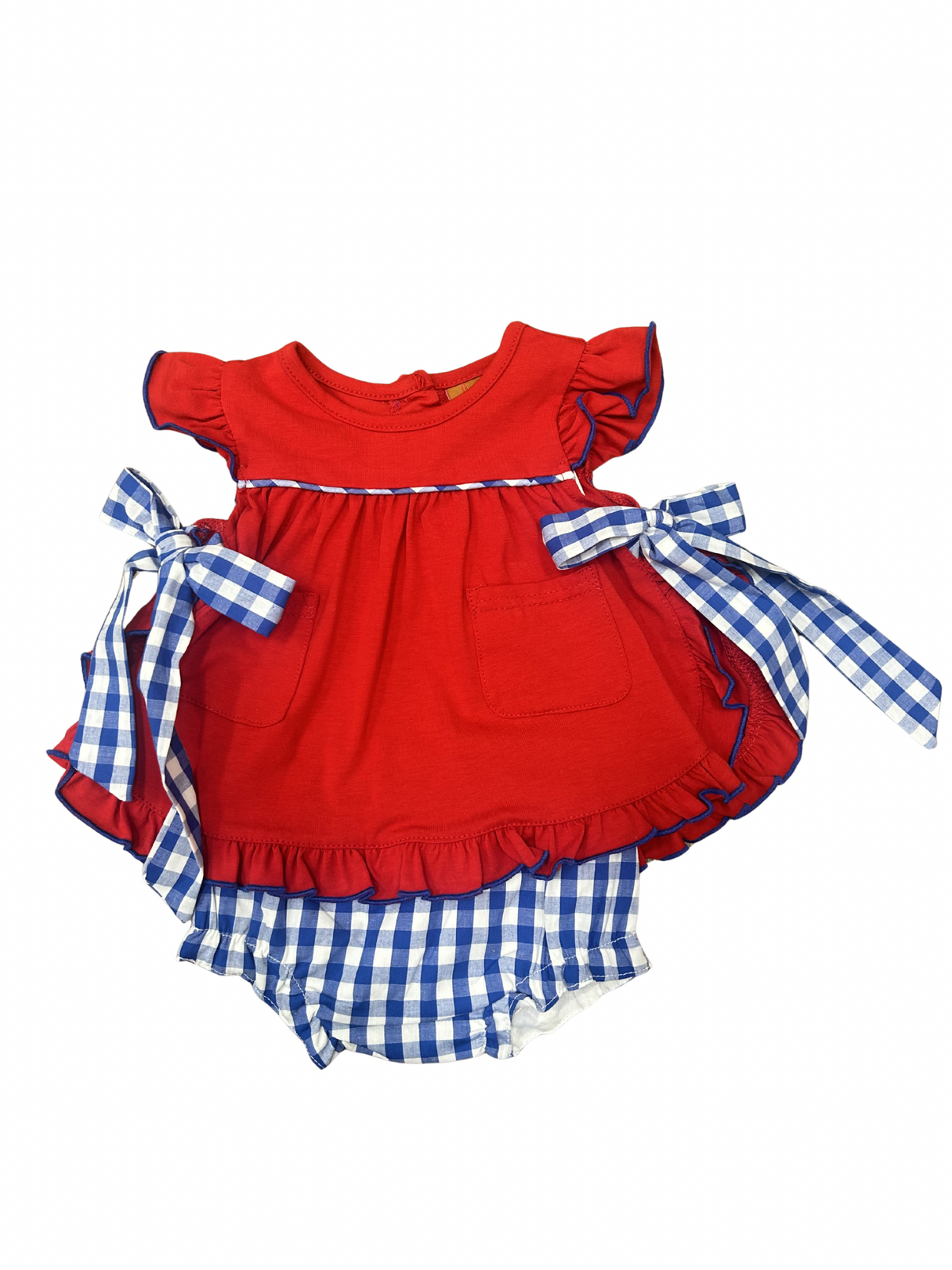 Harlow Tie Bloomer Set // Red & Blue