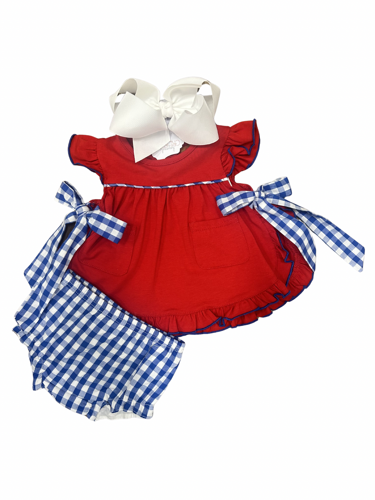 Harlow Tie Bloomer Set // Red & Blue