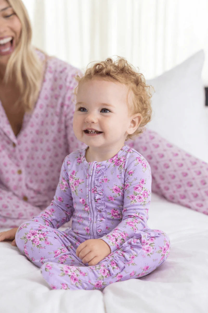 Sylvie Ruffled Ruffled Zippered Footie