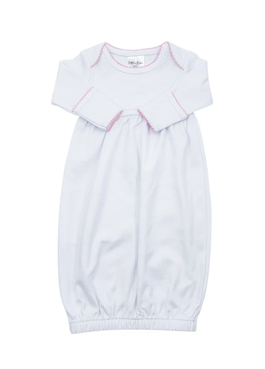 White Gown with Pink Trim