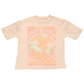 coral graphic tee with “surf Sand Happiness” written details