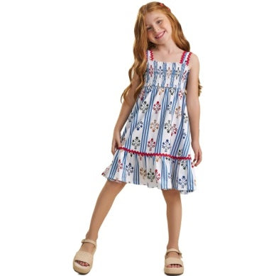 Red, White, & Blue Floral Dress
