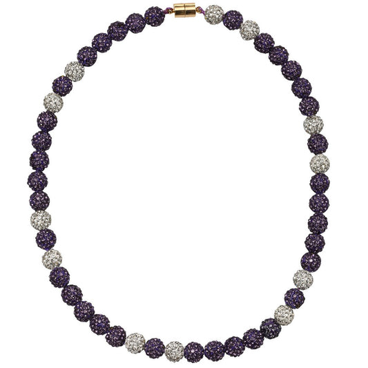 Disco Crystal Necklace // Purple & White
