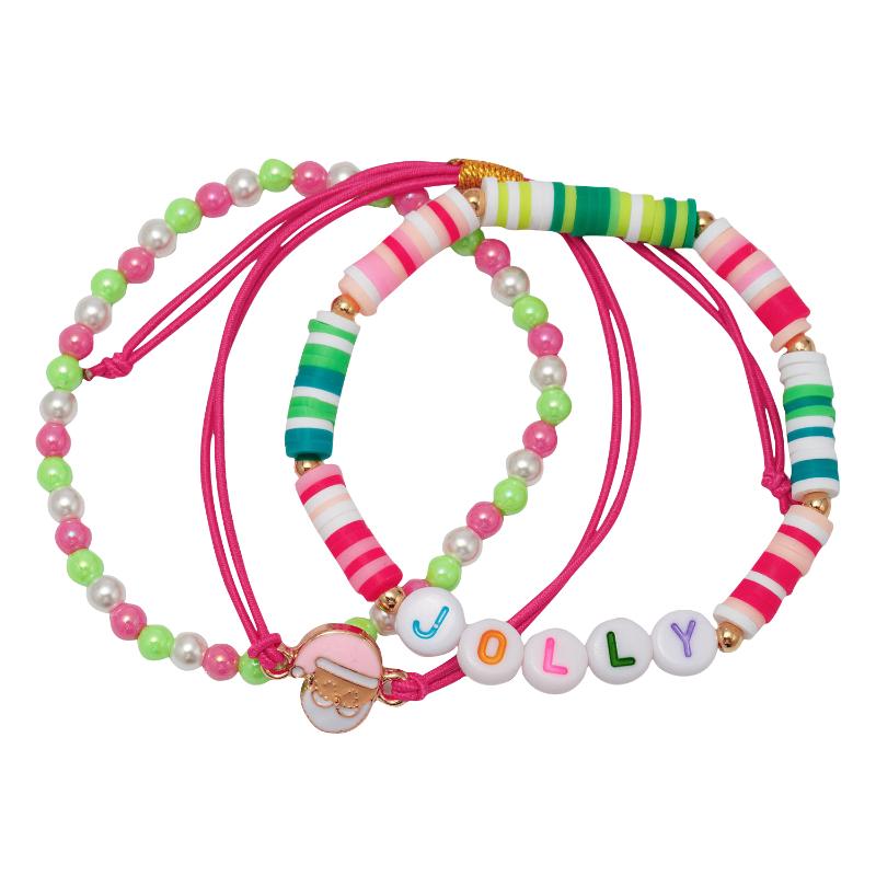 Colorful beaded bracelets with 'JOLLY' 