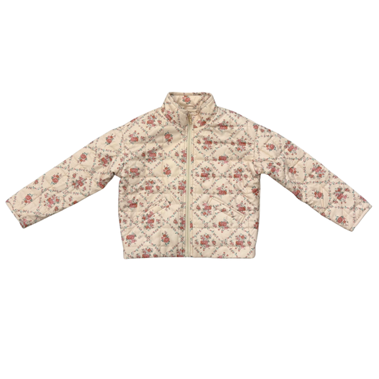 QUILTED FLORAL BOMBER JACKET - diamond rose