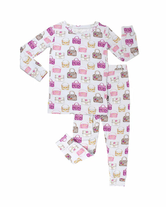 Children's pajama set with handbag pattern