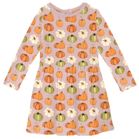 Pumpkin Short Sleeve Twirl Dress