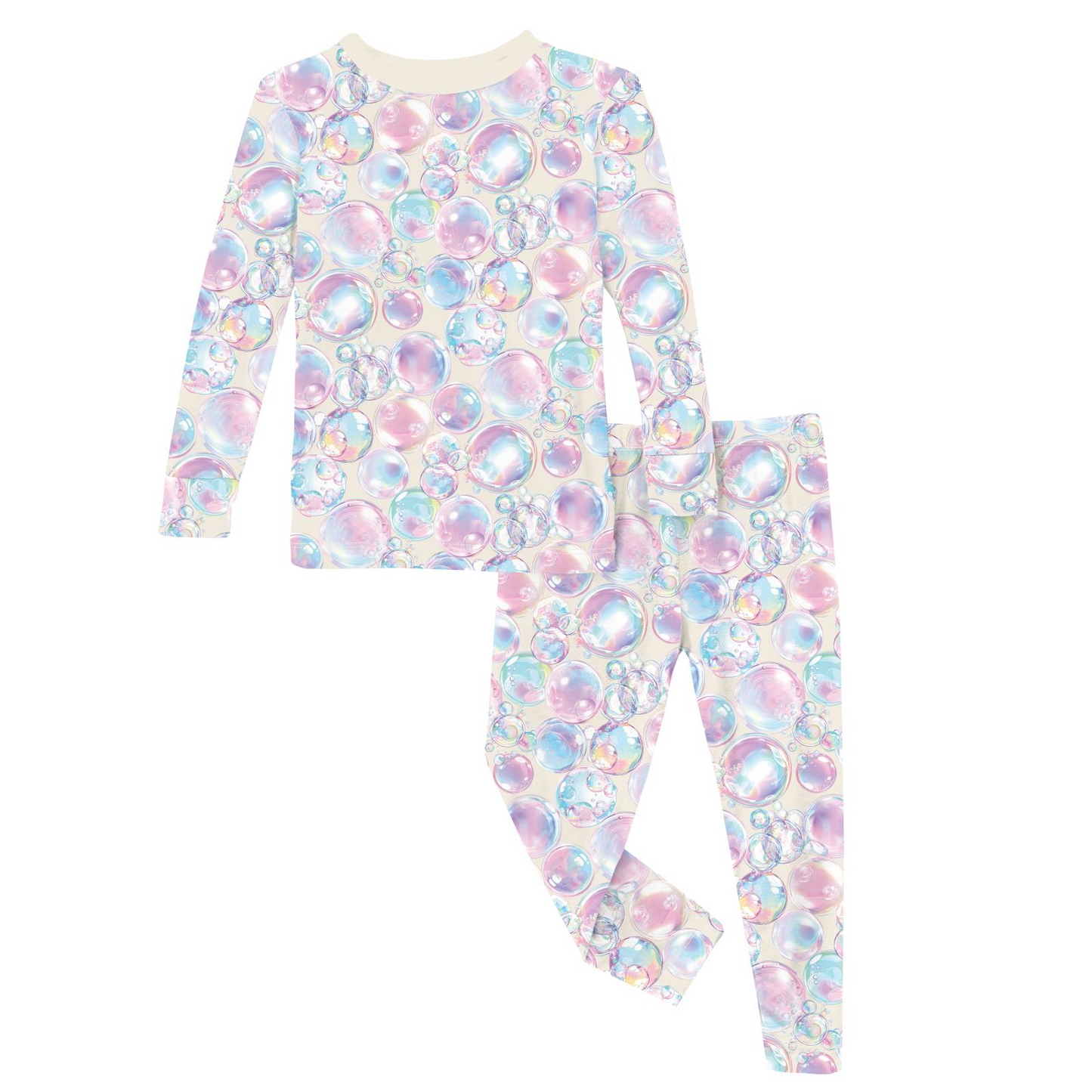Children's pajama set with pastel bubble pattern 