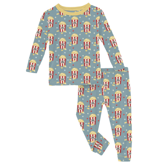 Children's pajama set with popcorn pattern