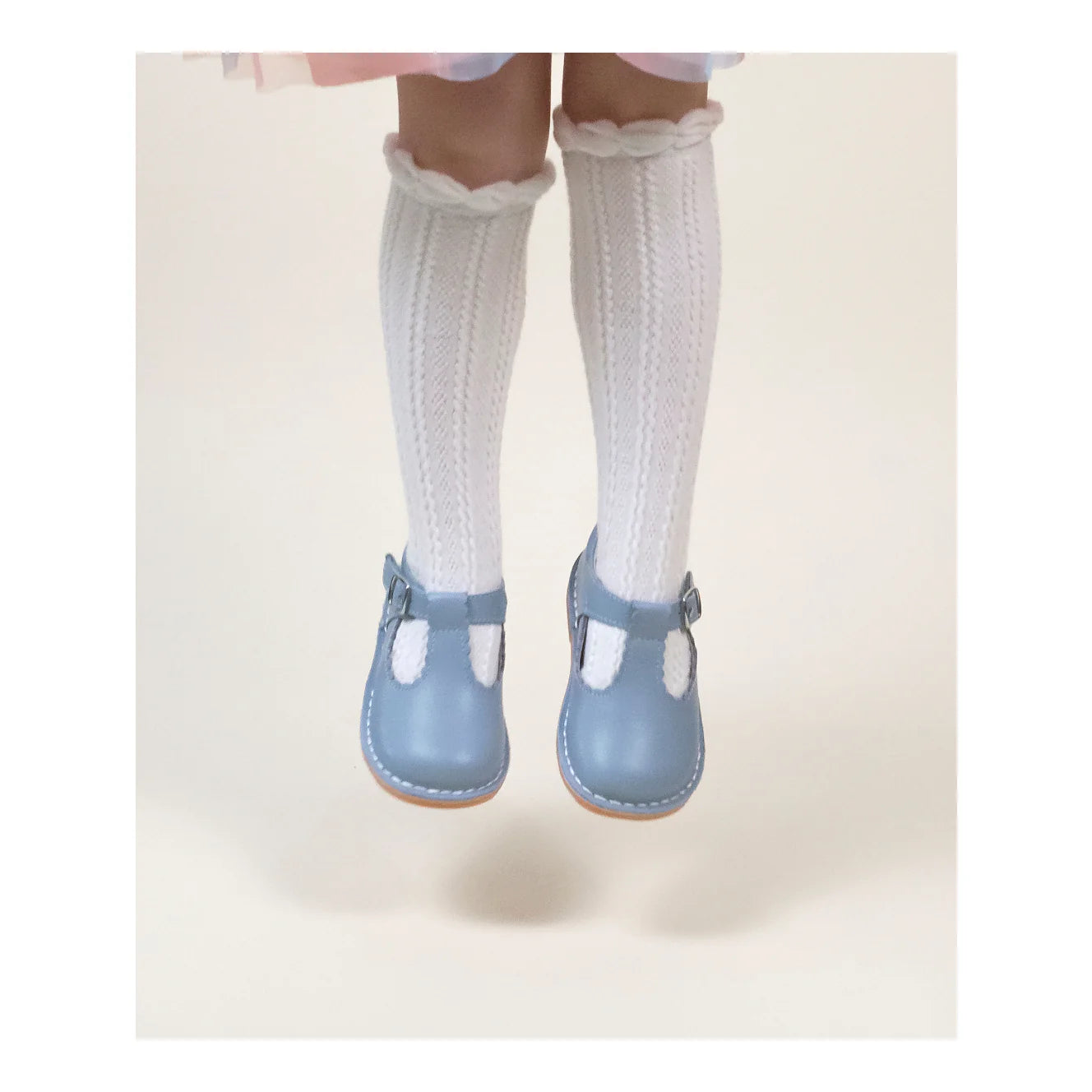 Selina Scalloped T-Strap Mary Jane // Dusty Blue