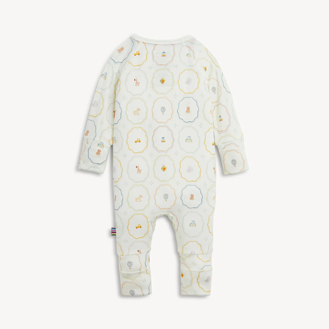 Baby onesie with floral pattern on a white background