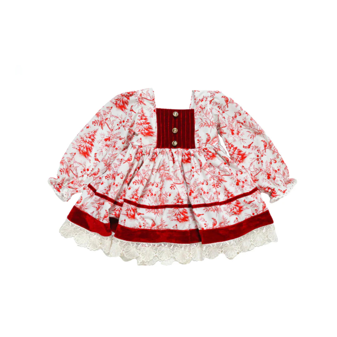 Baby christmas dress with red details