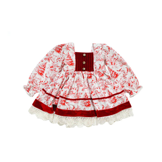 Baby christmas dress with red details