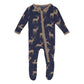 Navy baby onesie with beige deer pattern 