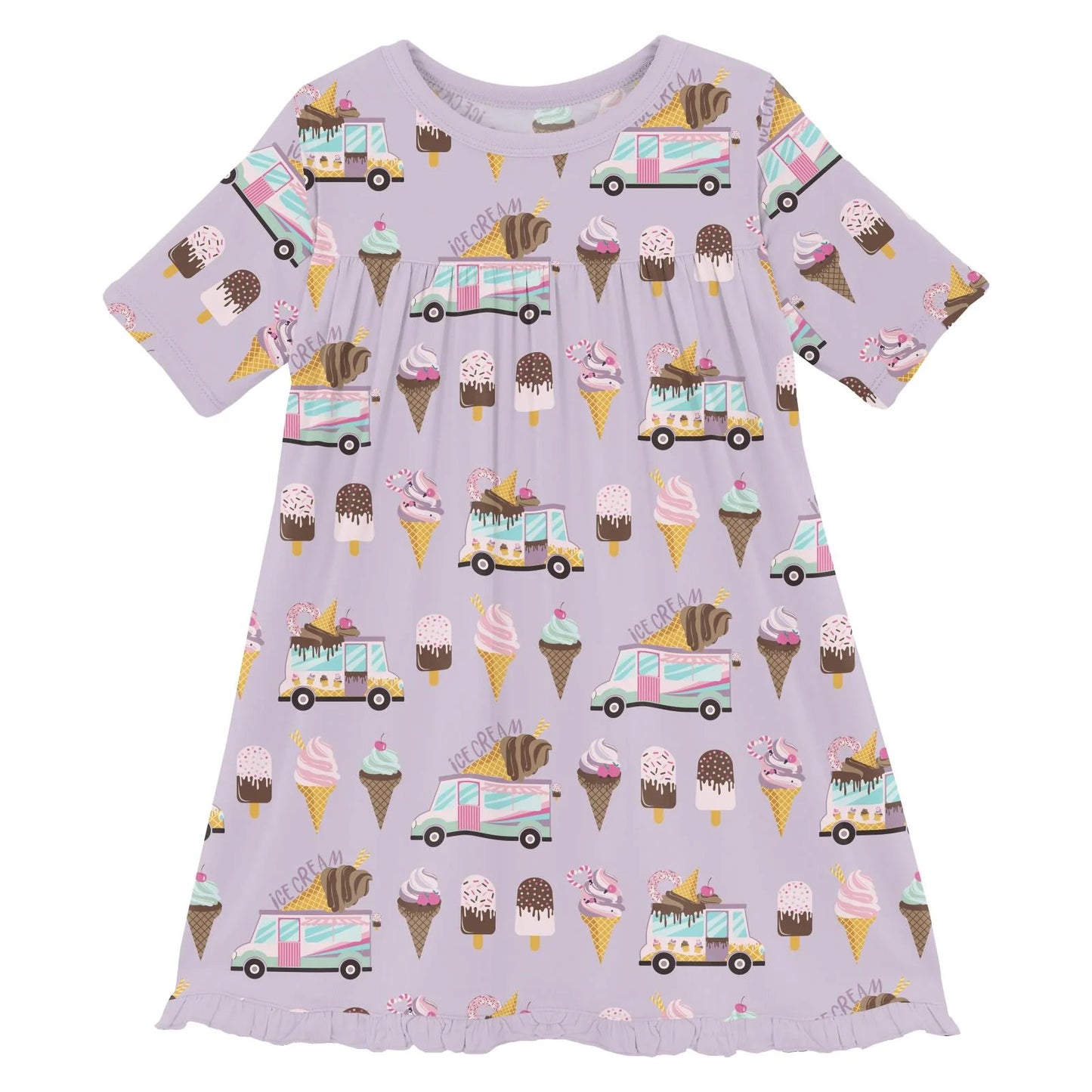 Thistle Ice Cream Truck Short Sleeve Swing Dress