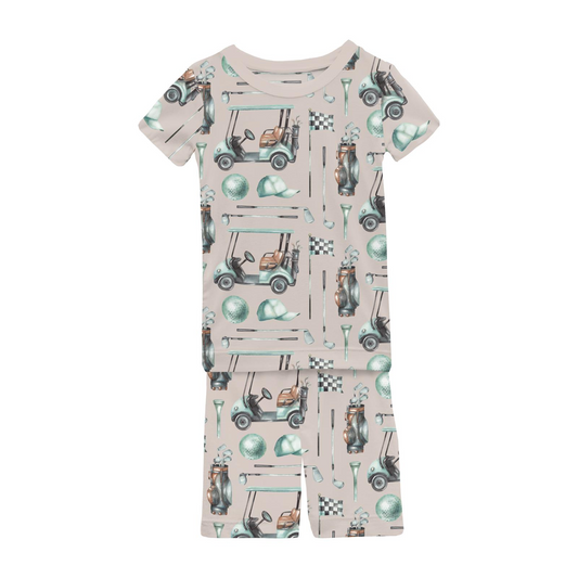 Latte Golf Short Sleeve Pajama Set (Shorts)