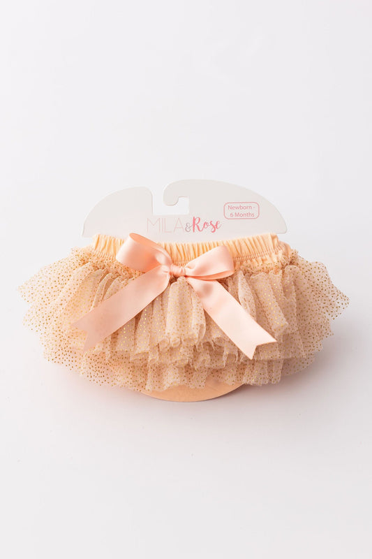 Peach & Gold Glitter Ruffle Tutu Bloomer