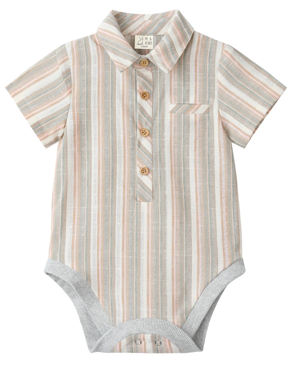 Striped babyonesie with button details 