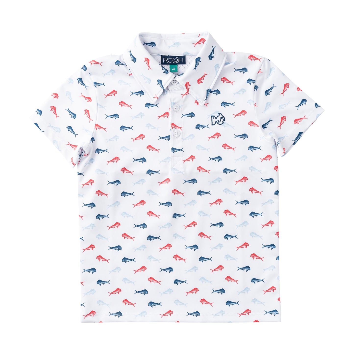 Americana Fish Print Performance Polo