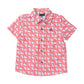 Red and white geometric patterned shirt 