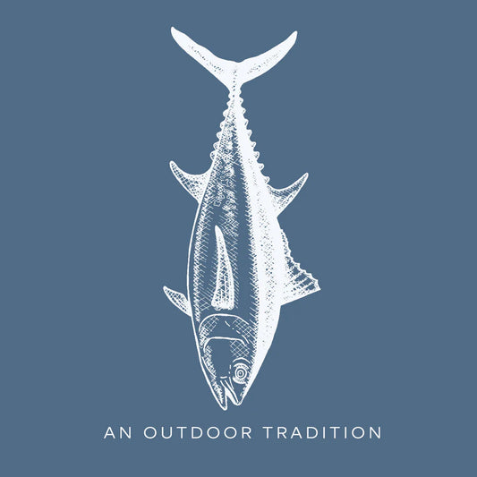 Pro Performance Long Sleeve T-shirt // Dusty Blue w/ Tuna Fish Art