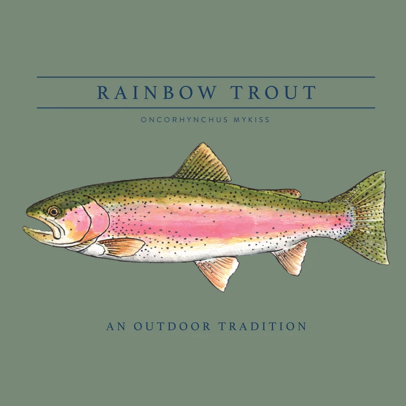 Rainbow Trout Fish Short Sleeve Cotton Tee // Hedge Green