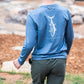 Pro Performance Long Sleeve T-shirt // Dusty Blue w/ Tuna Fish Art