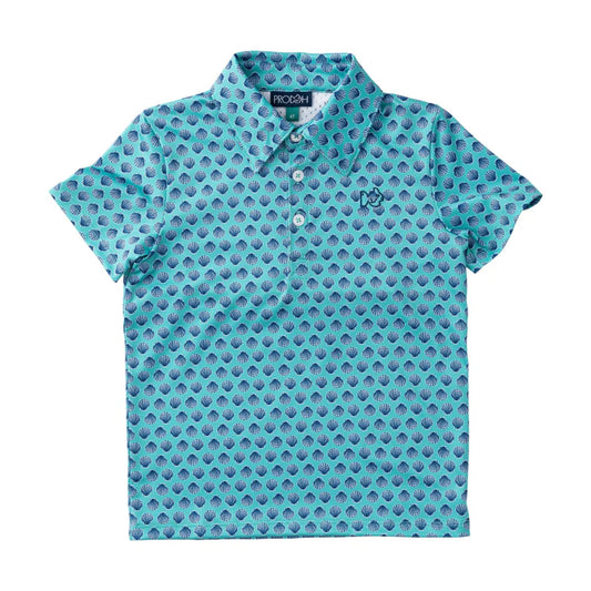 Turquoise Blue Polo with Sea Shells