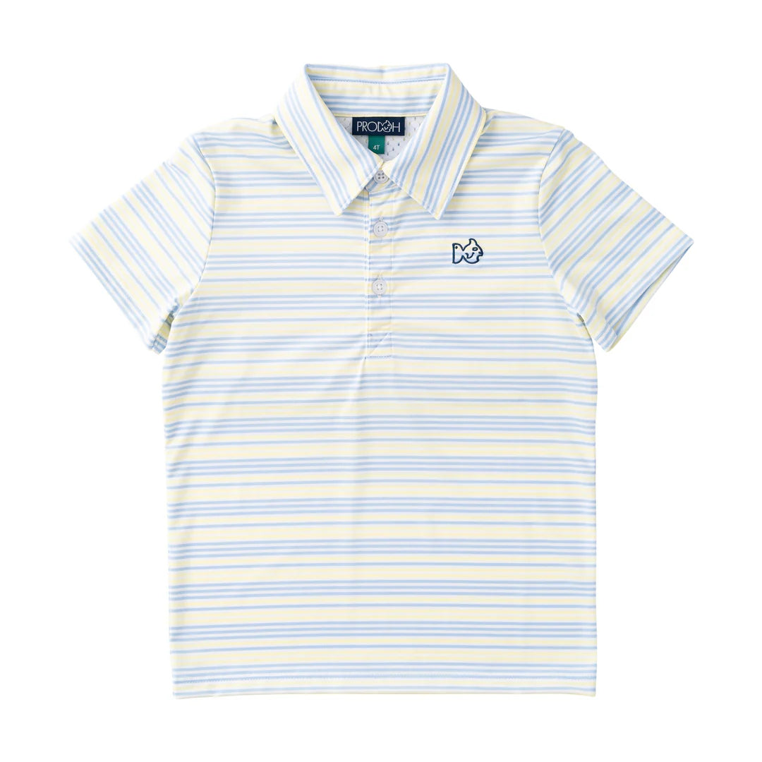 Striped polo shirt with a small logo
