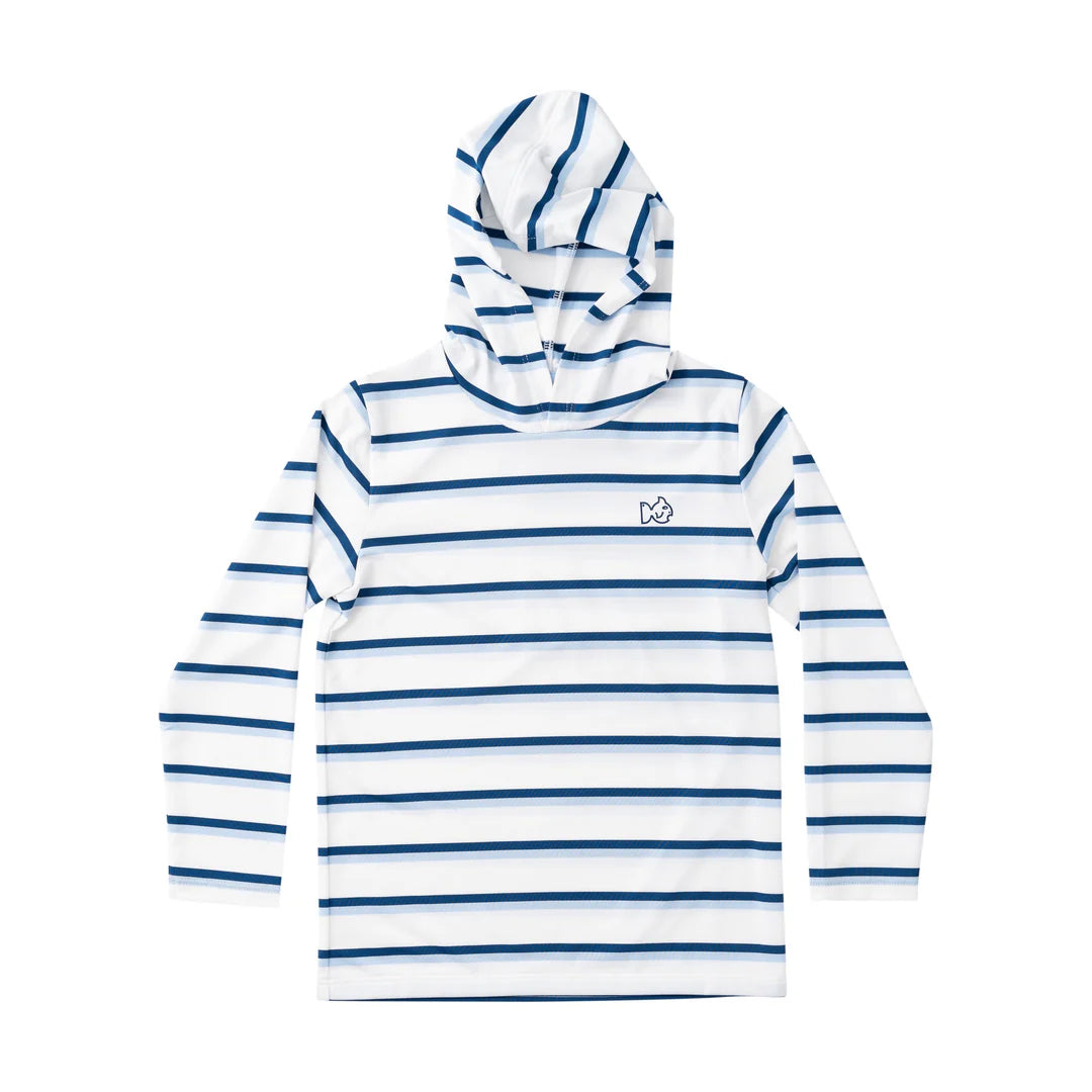 Navy Stripe Performance Hoodie // Fish