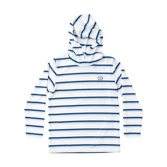 Navy Stripe Performance Hoodie // Fish