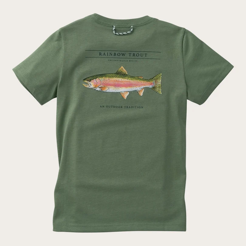 Rainbow Trout Fish Short Sleeve Cotton Tee // Hedge Green