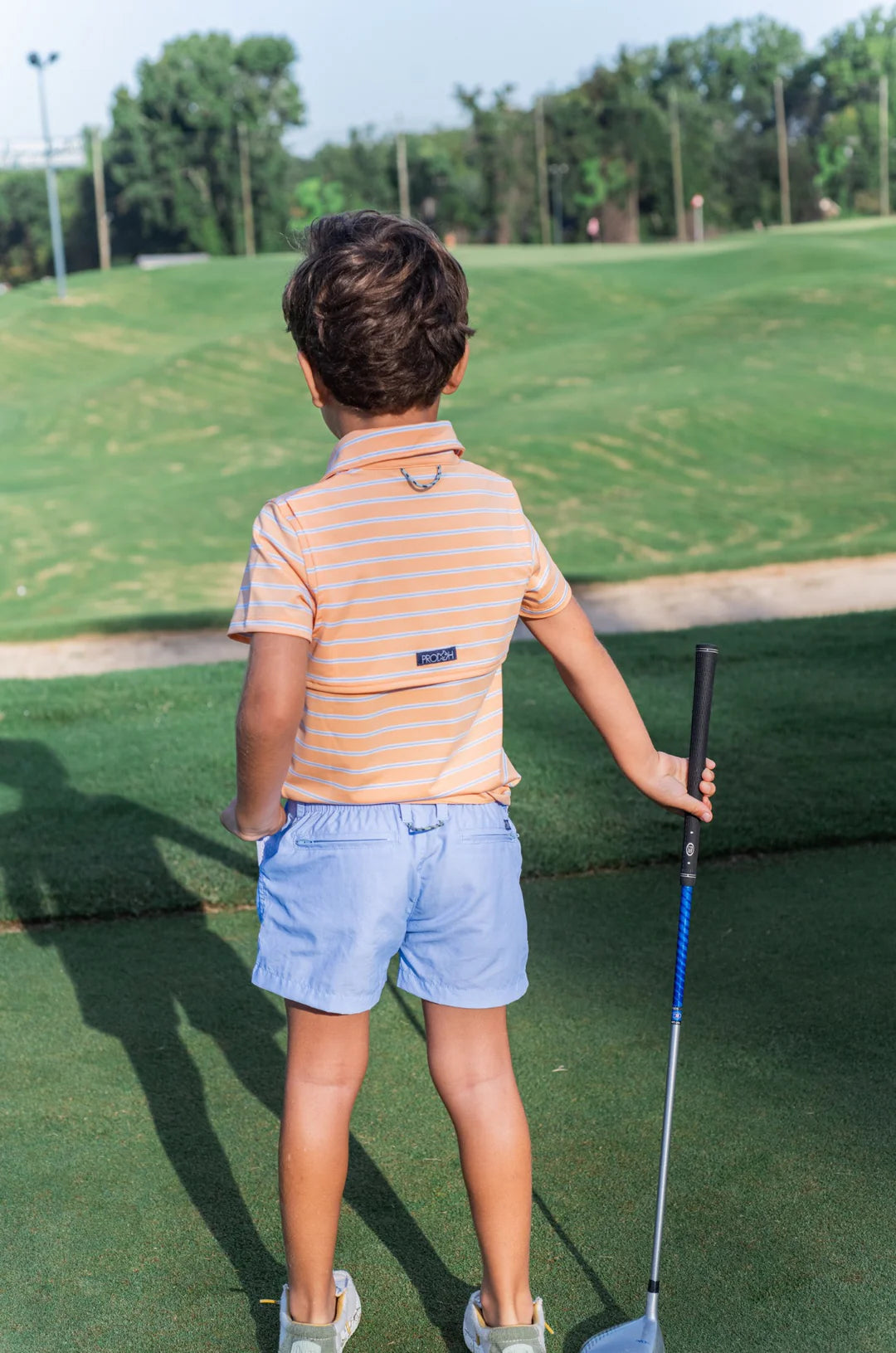 Orange Stripe Performance Polo