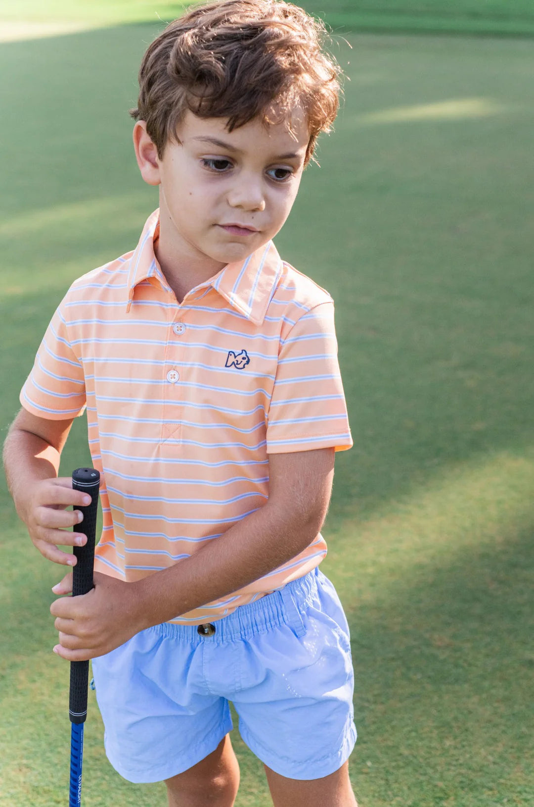 Orange Stripe Performance Polo