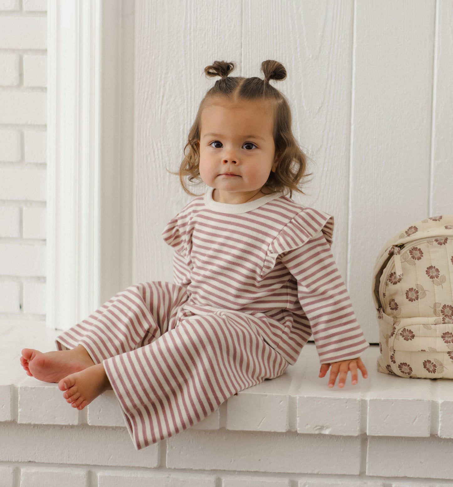Ruffle Cozy Set // Mulberry Stripe