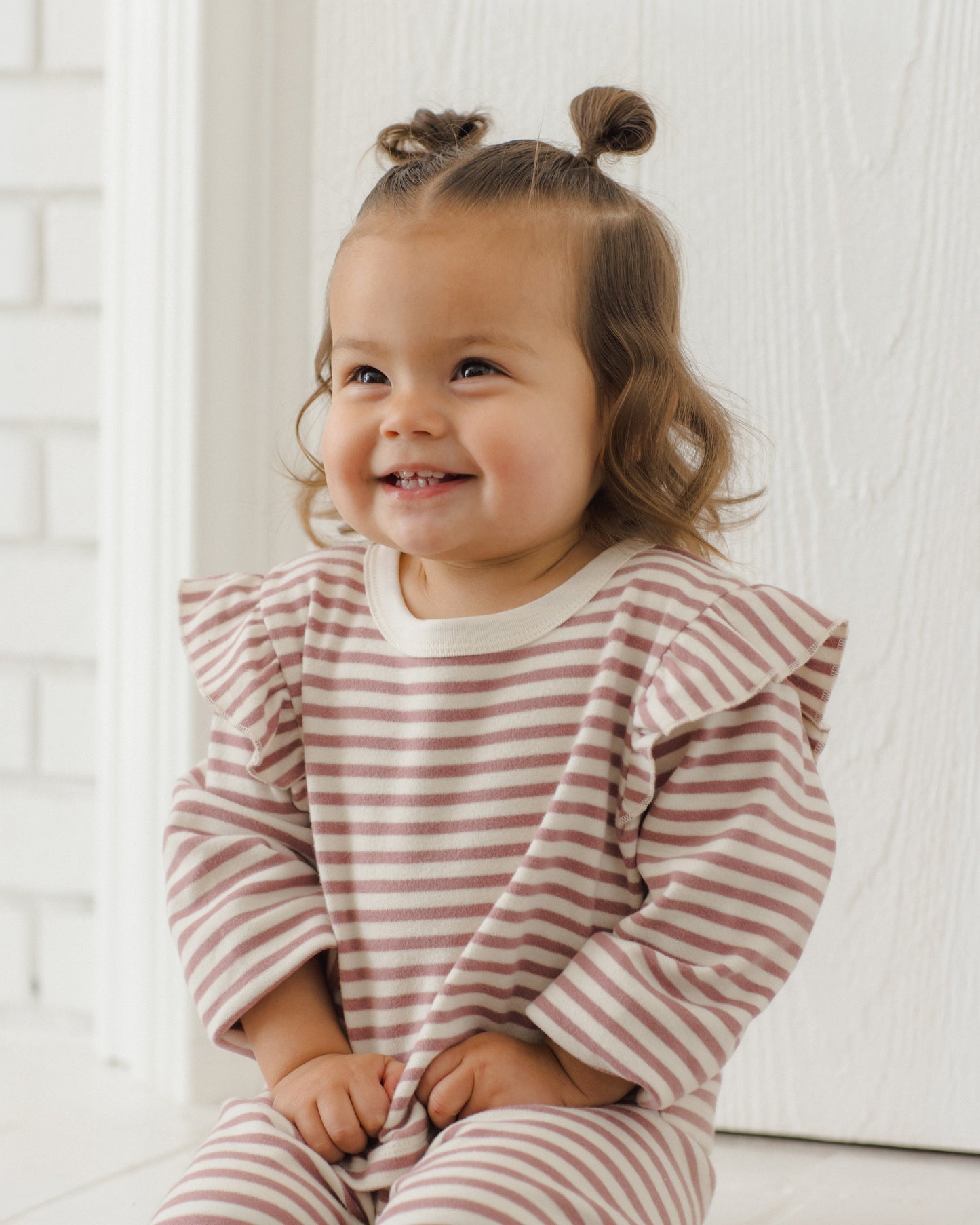 Ruffle Cozy Set // Mulberry Stripe