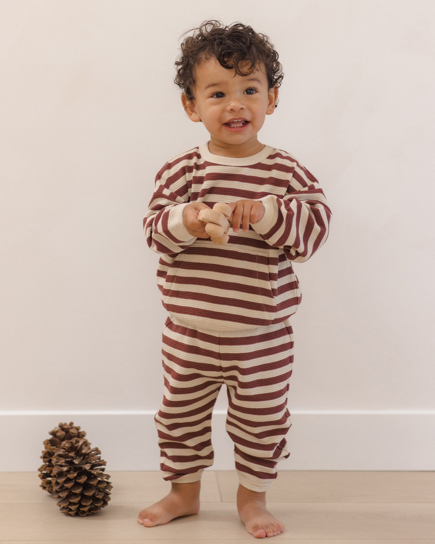 Waffle Slouch Set // Black Cherry Stripe