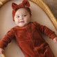 Velour Footie // Redwood