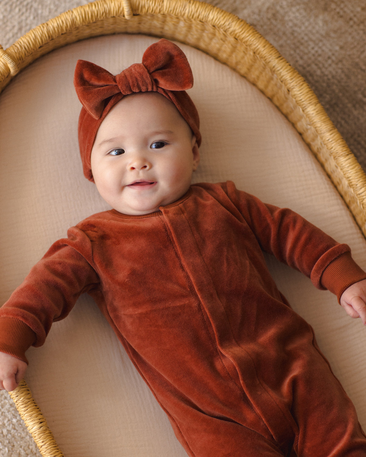 Velour Footie // Redwood