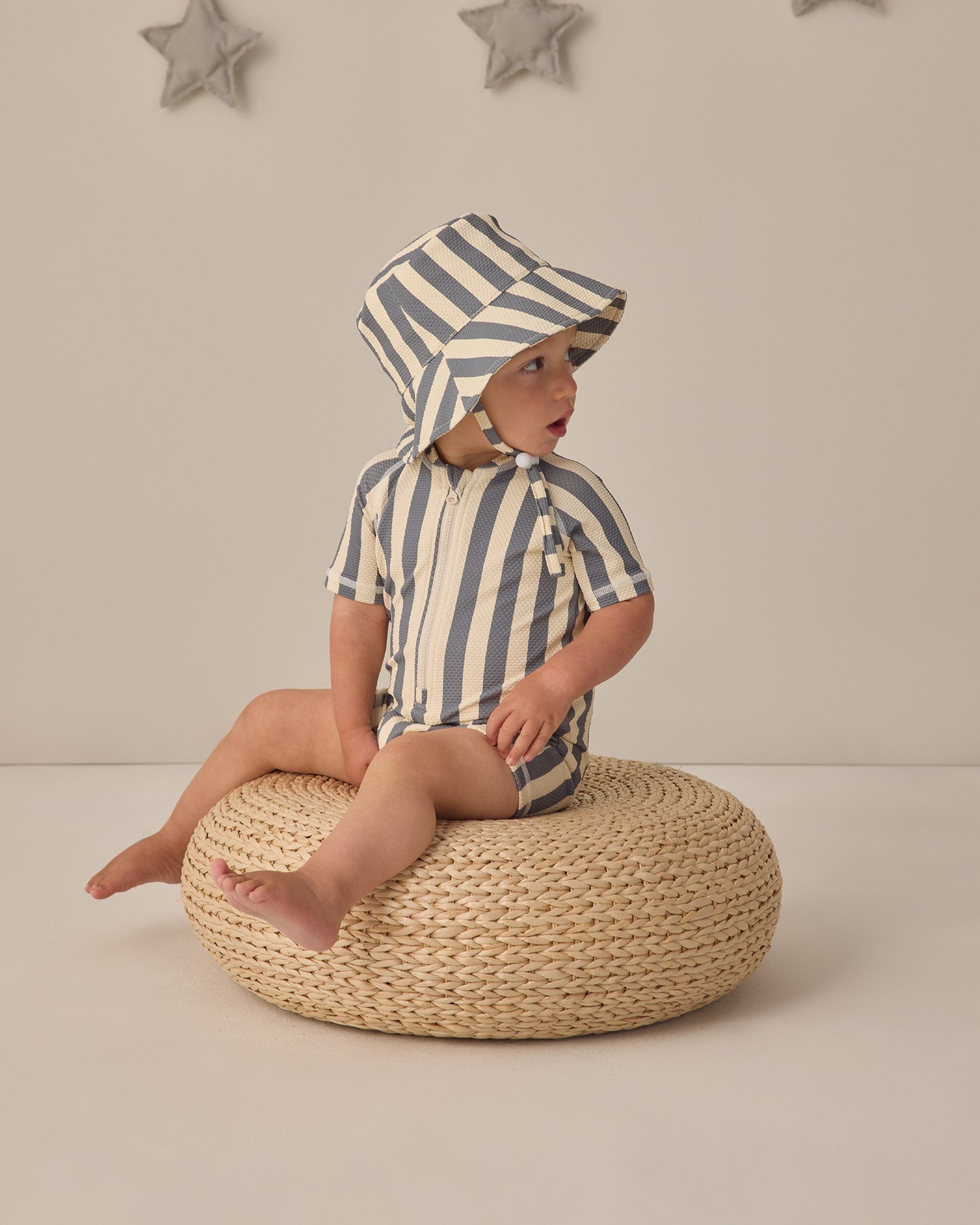 Zip Rashguard One Piece // Retro Ocean Stripe