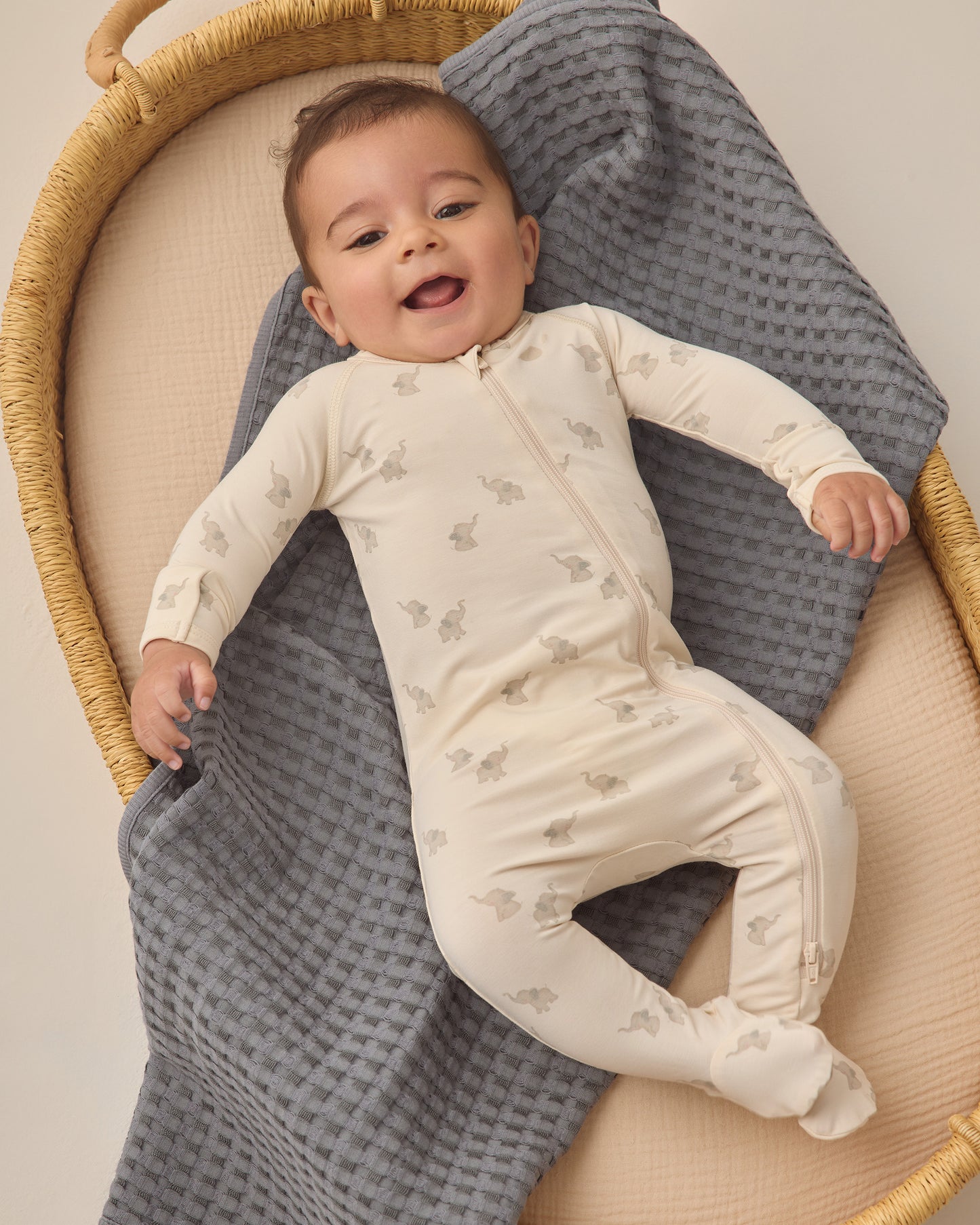 Bamboo Zip Footie // Elephants