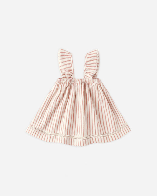 Pink striped dress with flutter sleeves
