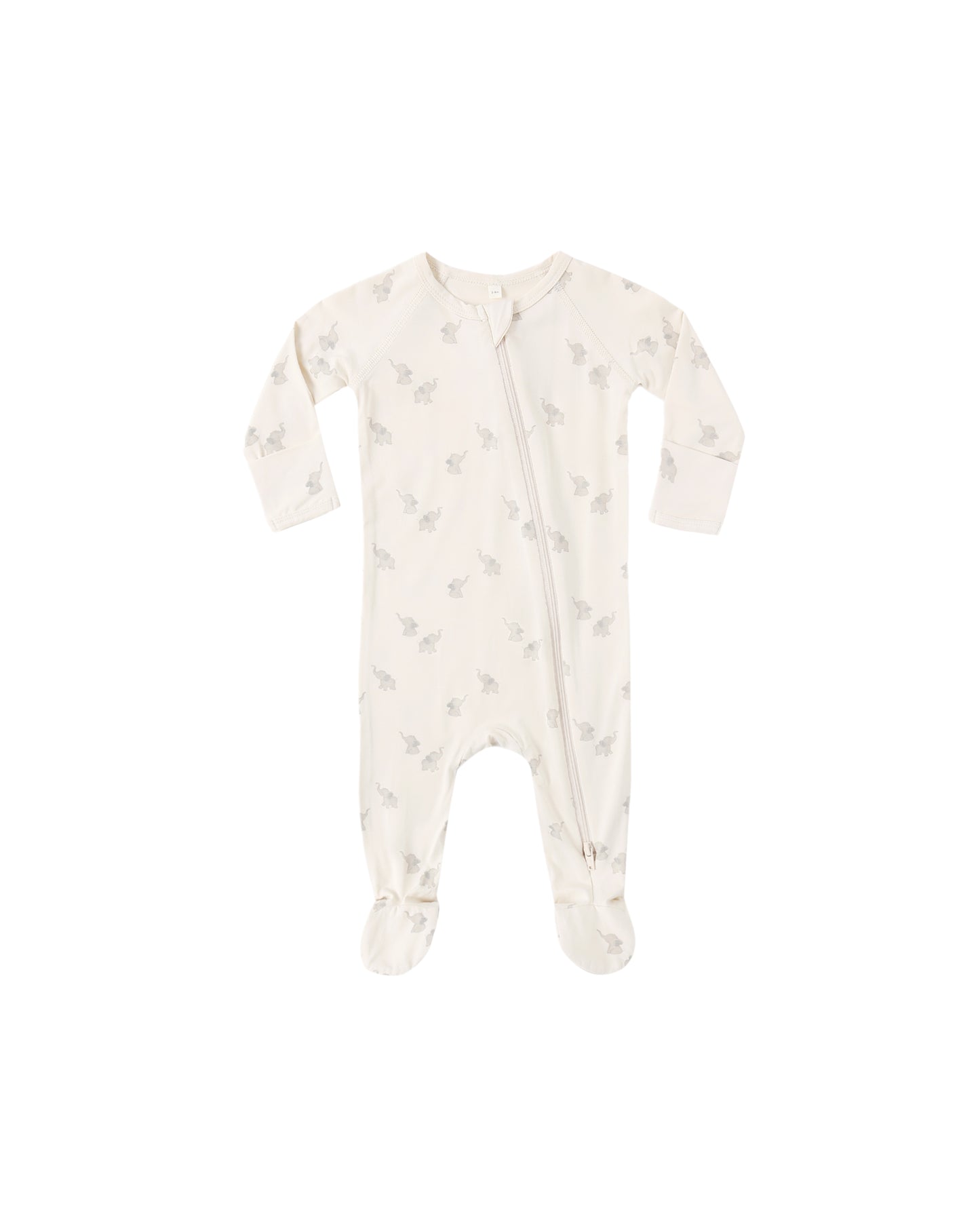 Baby onesie with a subtle elephant pattern 